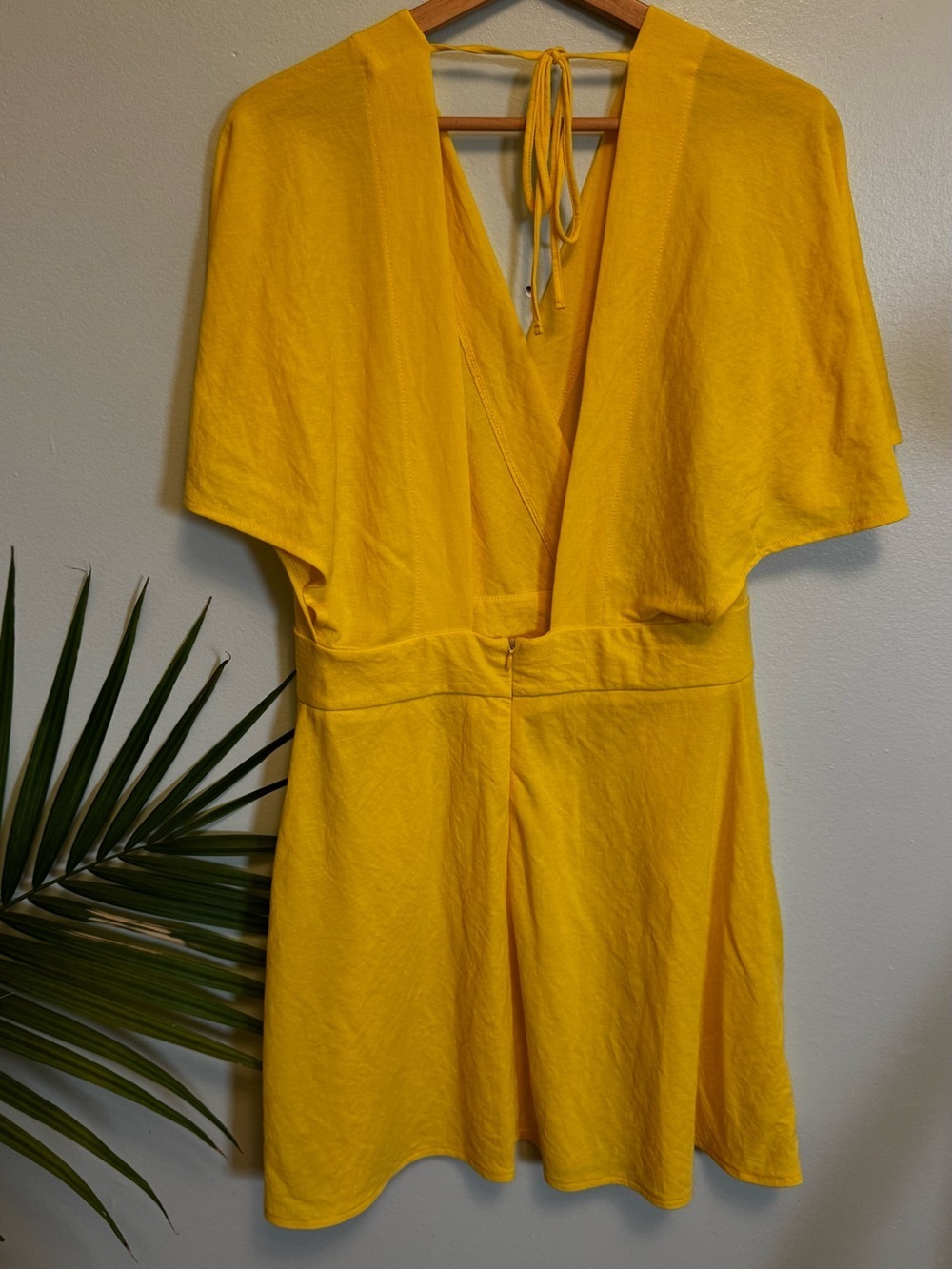 Mango Yellow V-Neck Midi Dress with Flutter Sleeves - Picture 10 of 10